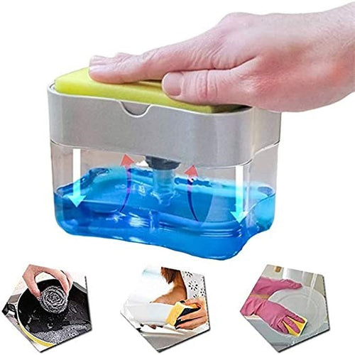 Press-Type Soap Pump Dispenser and Sponge Holder