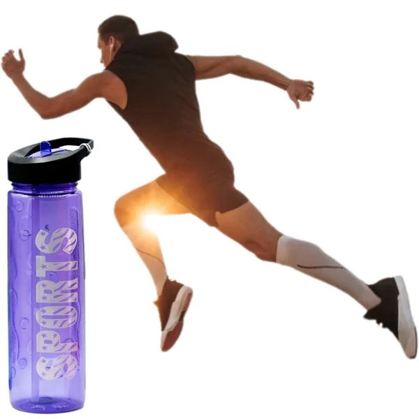 Purple Sport Water Bottle 1000ml with Straw