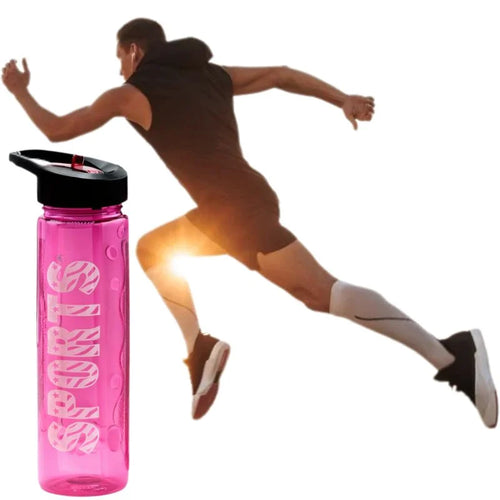Pink Sport Water Bottle 1000ml with Straw