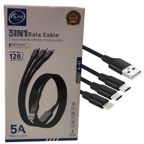 3-in-1 Fast Charging Cable 100W Type-C Micro Lightning