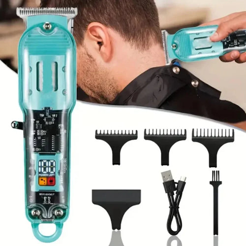Transparent LCD Electric Hair Trimmer USB