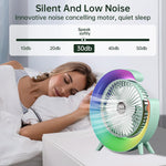 Colorful USB Rechargeable Desktop Fan | Silent Cooling, LED Ambient Light, 3-Speed Rotation
