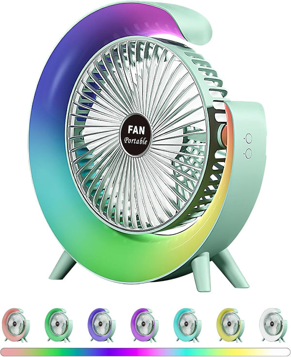 Colorful USB Rechargeable Desktop Fan with LED Light