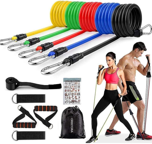 5-in-1 power exercise resistance band set with box