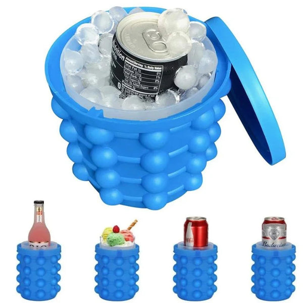 Silicone Ice Genie Cube Maker 2-in-1 Ice Bucket