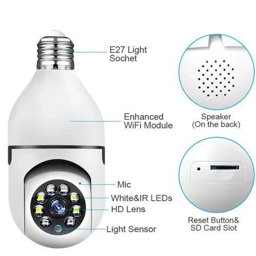 Speed-X 1080P WiFi 360 Bulb Security Camera