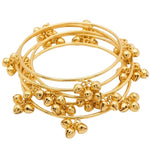 Brass Gold Kashmiri Ghunghroo Bangles Set of 4 Pcs | Traditional Oxidized Indian Festival & Mehndi Jewelry