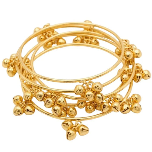 Brass Gold Kashmiri Ghunghroo Bangles Set of 4