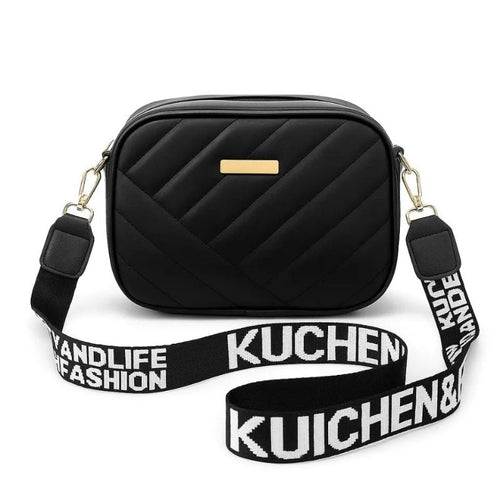 Black leather handbag for women - front view