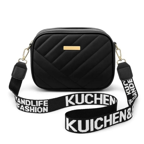 Black leather handbag for women - front view