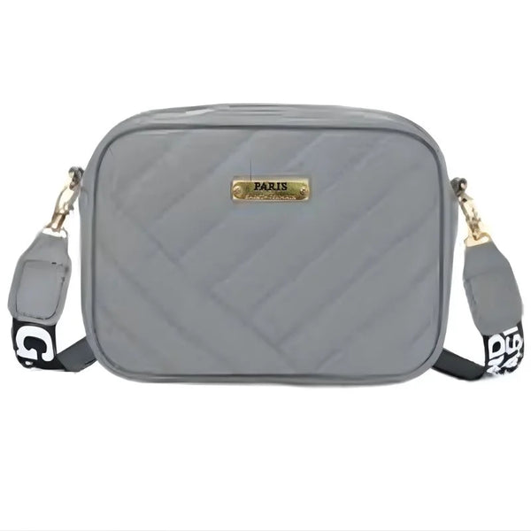 Gray Leather Handbag Shoulder and Crossbody Bag