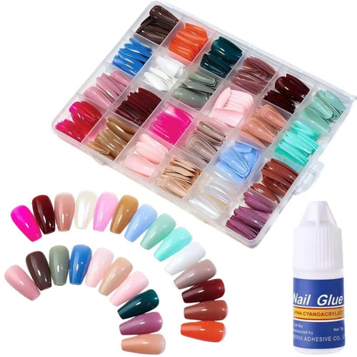 576-Piece Multicolor Acrylic Artificial Nails Kit