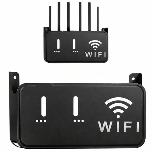Black WiFi Router Storage Box and Wall Mount Shelf