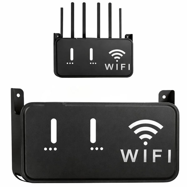 Black WiFi Router Storage Box and Wall Mount Shelf