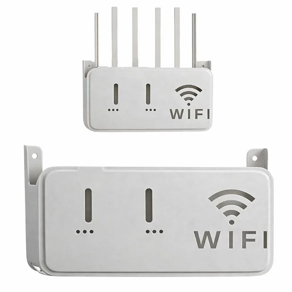 Light Gray WiFi Router Storage Box and Wall Shelf