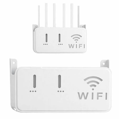 White WiFi Router Storage Box and Wall Mount Shelf