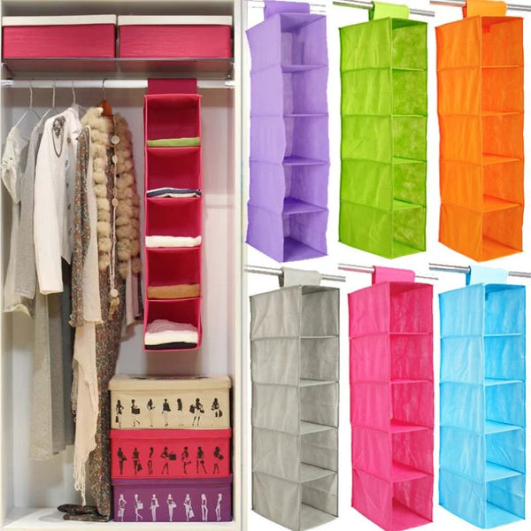 5-Shelf Foldable Clothes Hanging Organizer