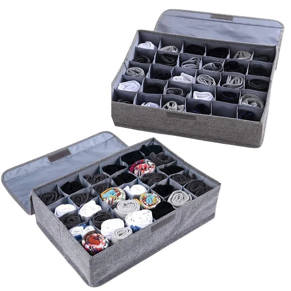 24-Cell Foldable Drawer Organizer with Lid