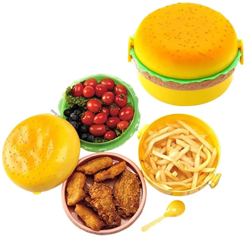 Hamburger Shaped Kids Lunch Box Multi-Layer