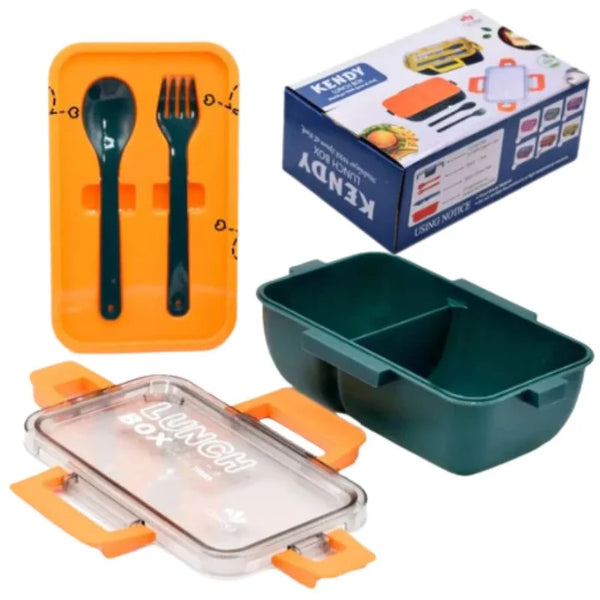 Kendy 2-Compartment Lunch Box with Spoon and Fork