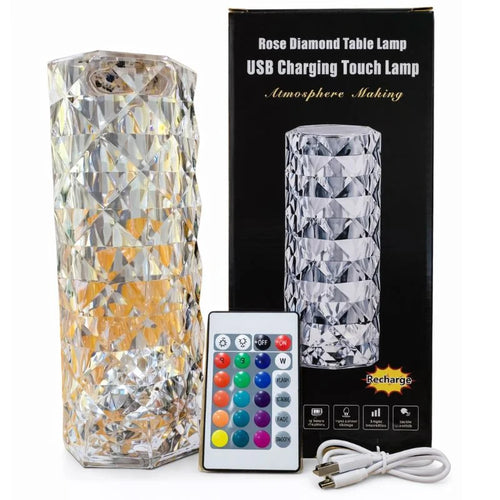 16-Color Diamond Rose Crystal Touch Lamp