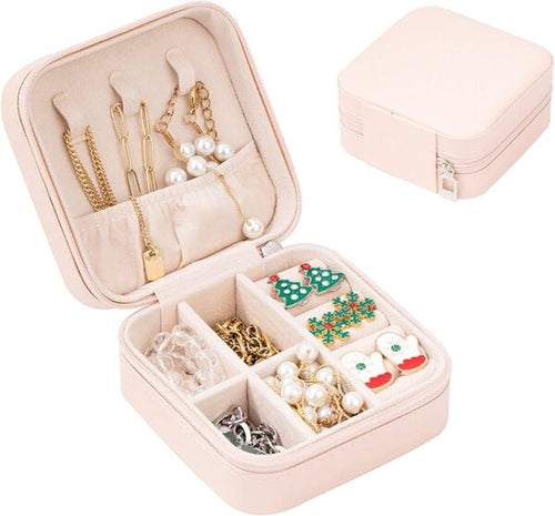 Square Mini Jewellery Box PU Leather Travel Case