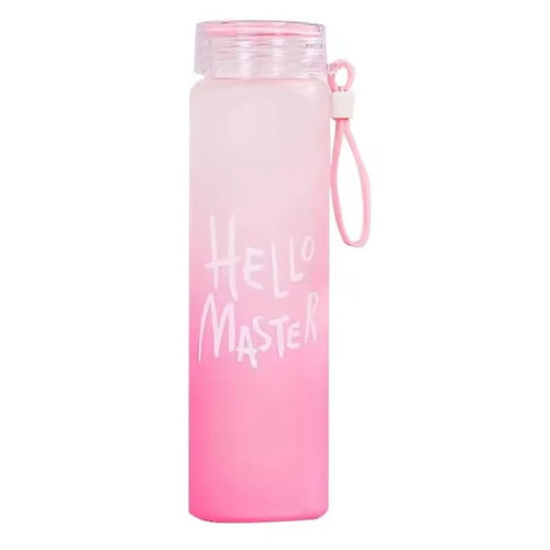 Pink Frosted Glass Water Bottle 400ml
