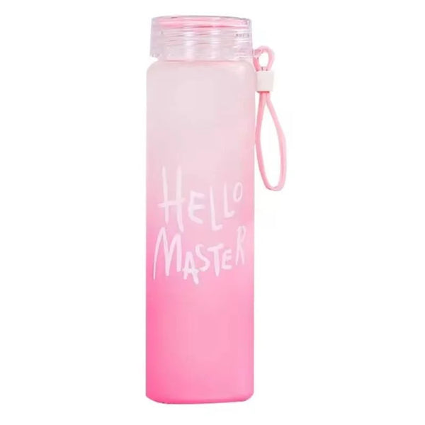 Pink Frosted Glass Water Bottle 400ml