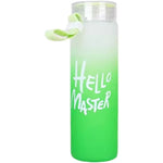 Green Frosted Glass Water Bottle  |  Leak-Proof Insulated Bottle with Hello Master Decal Logo | 400ml