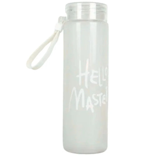 White Frosted Glass Water Bottle 400ml