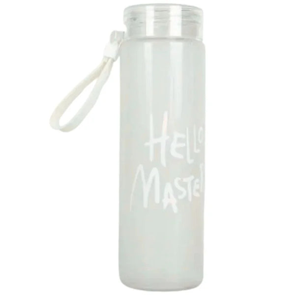 White Frosted Glass Water Bottle 400ml
