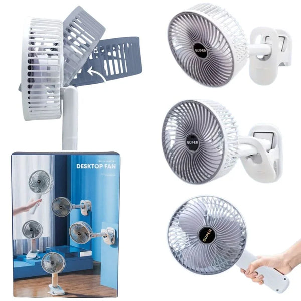Rechargeable 3-in-1 Clip Fan Handheld and Desktop