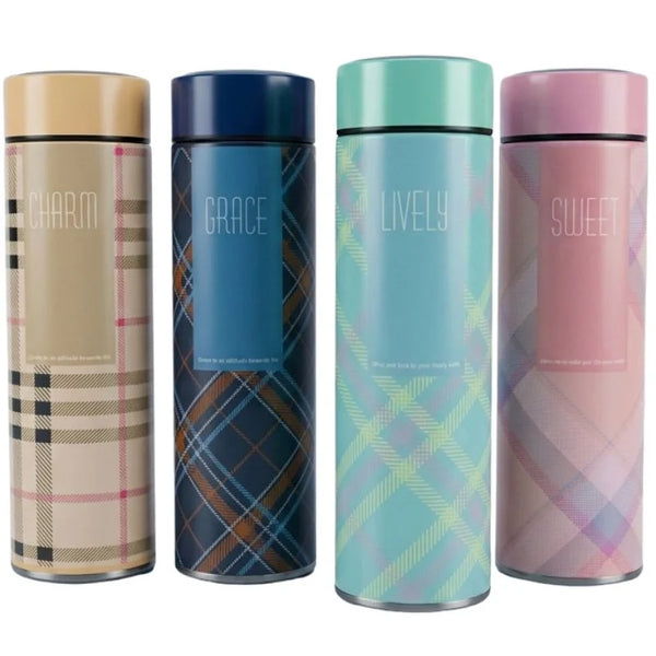 500ml LED Temperature Display Water Bottle Checkered