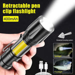 Metal COB Flashlight Torch  | Mini Rechargeable LED Work Light & Waterproof Emergency Penlight