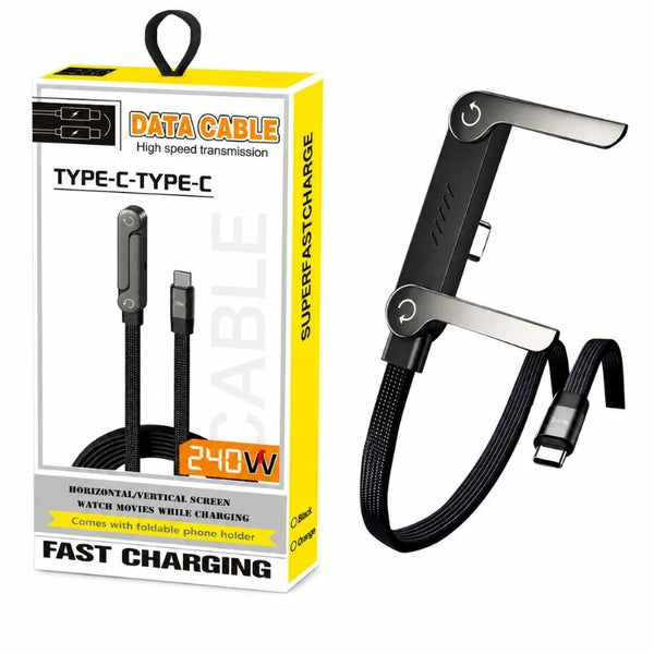 240W USB-C Fast Charging Cable with Phone Stand