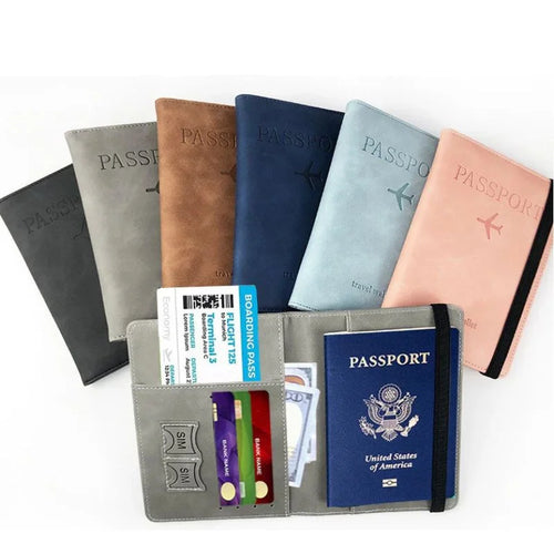 PU Leather Passport Wallet Travel Document Holder