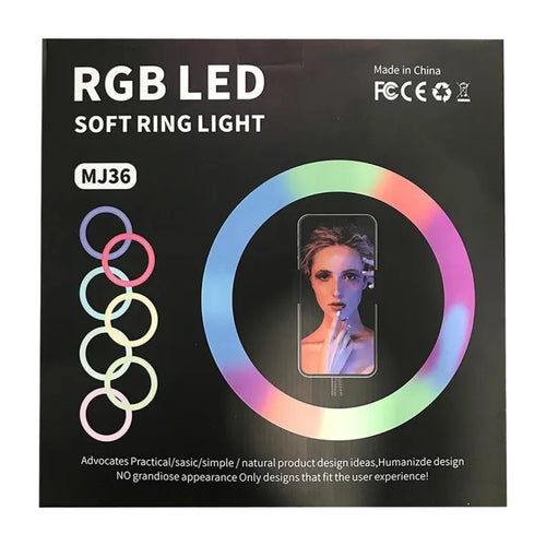 MJ36 36cm RGB LED Ring Light with Phone Holder