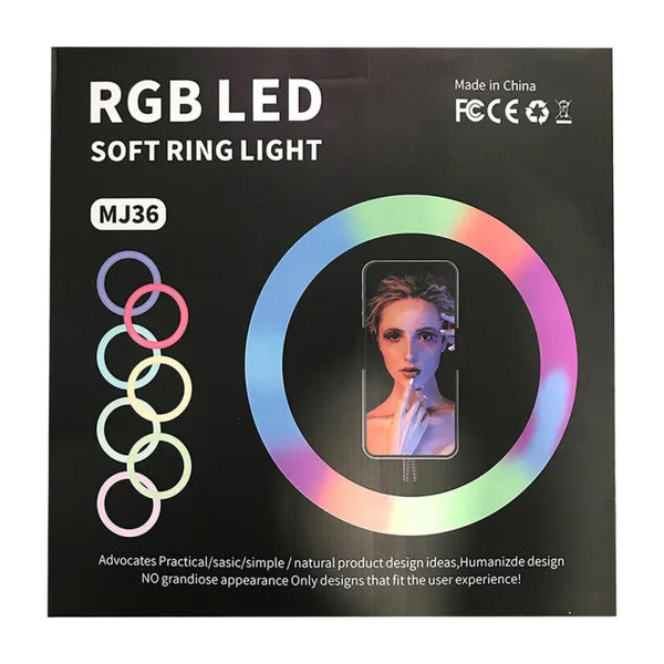MJ36 36cm RGB LED Ring Light with Phone Holder