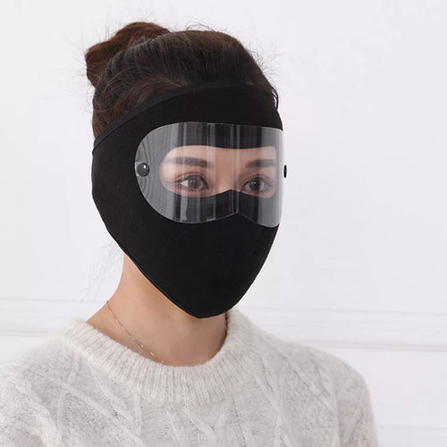 Windproof winter full face mask with anti-fog goggles