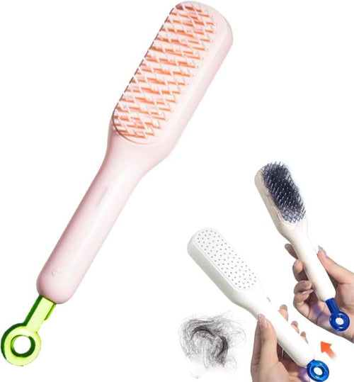 Self-Cleaning Detangling Hair Brush and Telescopic Comb