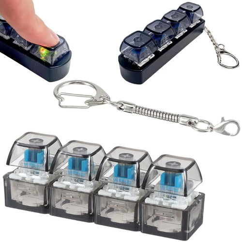4-Key Mechanical Keyboard Clicker Keychain with Light