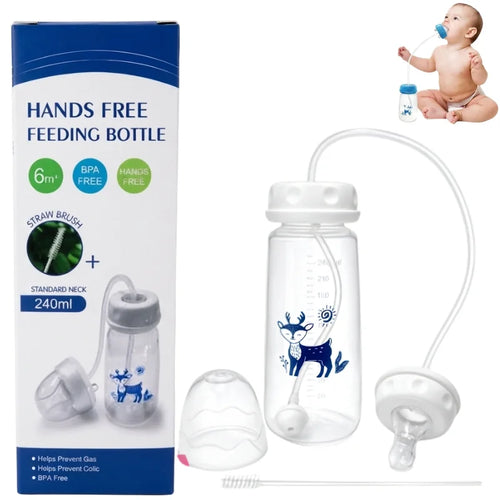 Hands-Free Baby Feeding Bottle with Straw 240ml