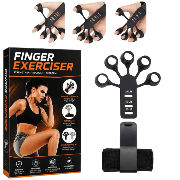 Adjustable hand grip strengthener finger exerciser