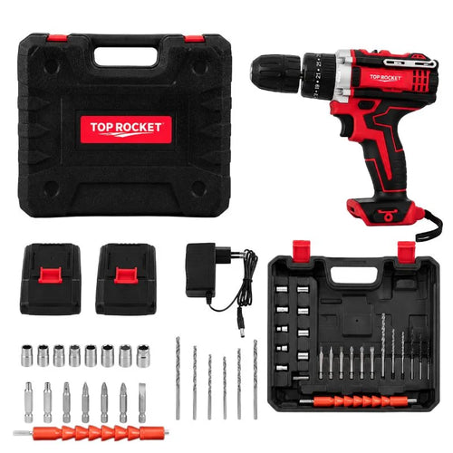TOP ROCKET 48V Cordless Drill Kit with 2 Batteries
