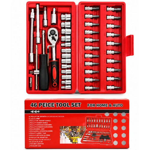 46-Piece Ratchet Socket Wrench and Screwdriver Bit Set