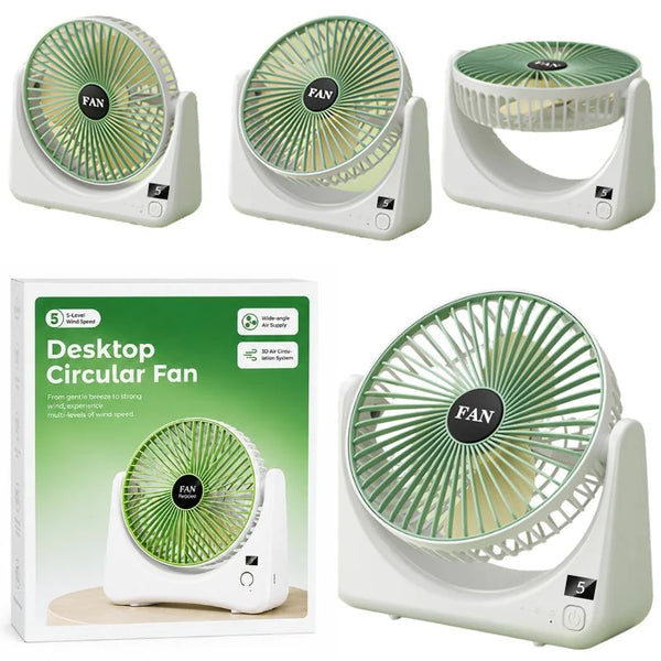 QL-01 Rechargeable Desktop Circular Fan 3 Speeds