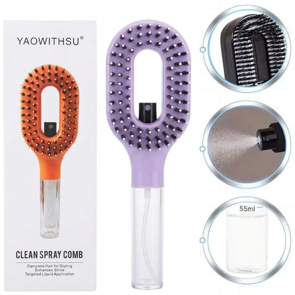2-in-1 Misting Hair Brush with Water Spray Bottle