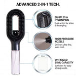 2-in-1 Misting Hair Brush with Water Spray Bottle | Fine Mist Detangling Brush for Curly, Wavy & Straight Hair | Wet & Dry Styling Brush | Portable Anti-Frizz Hair Comb